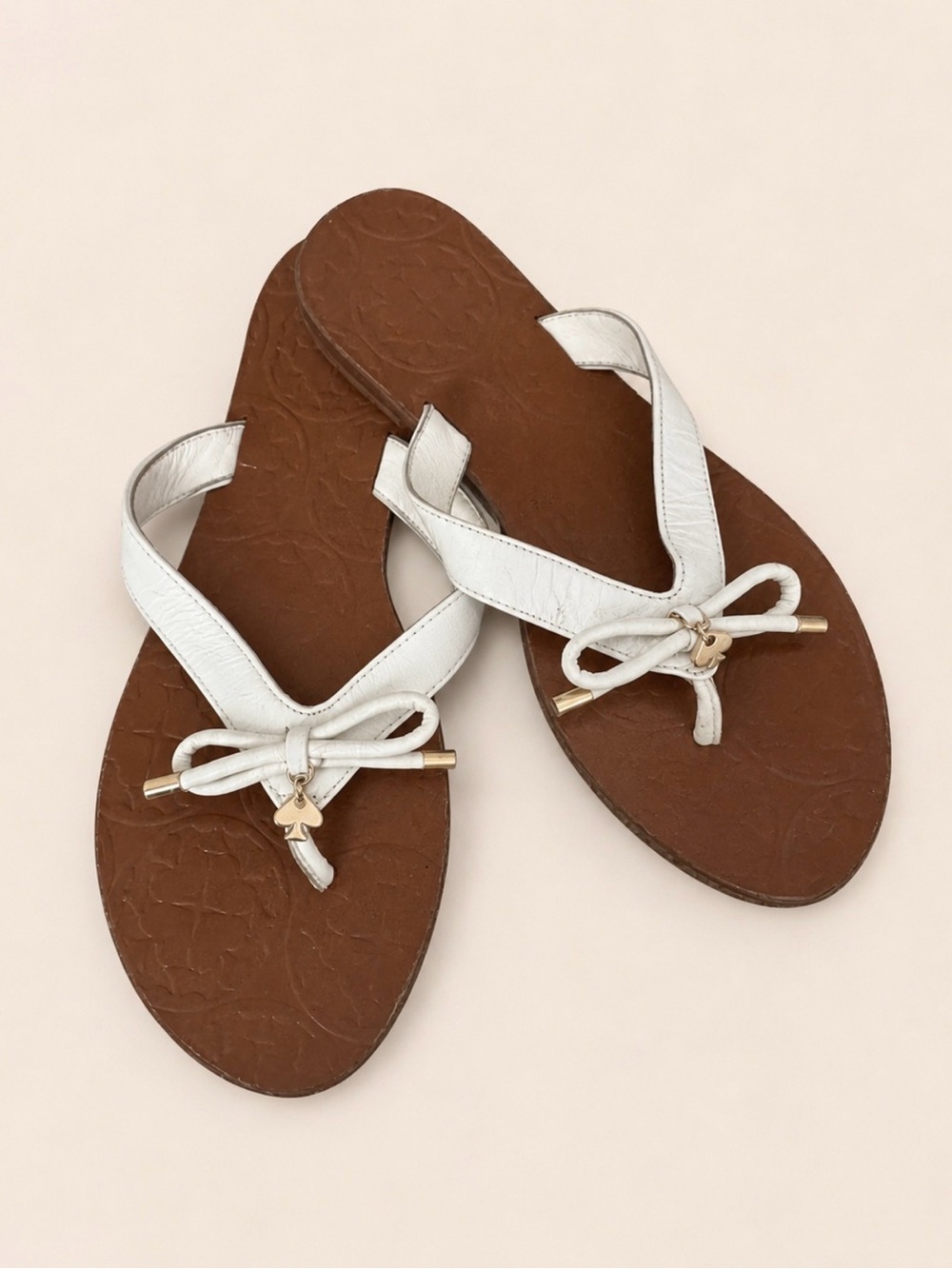 Kate Spade Charles White Leather Bow Sandals Size 6M - Picture 11 of 11